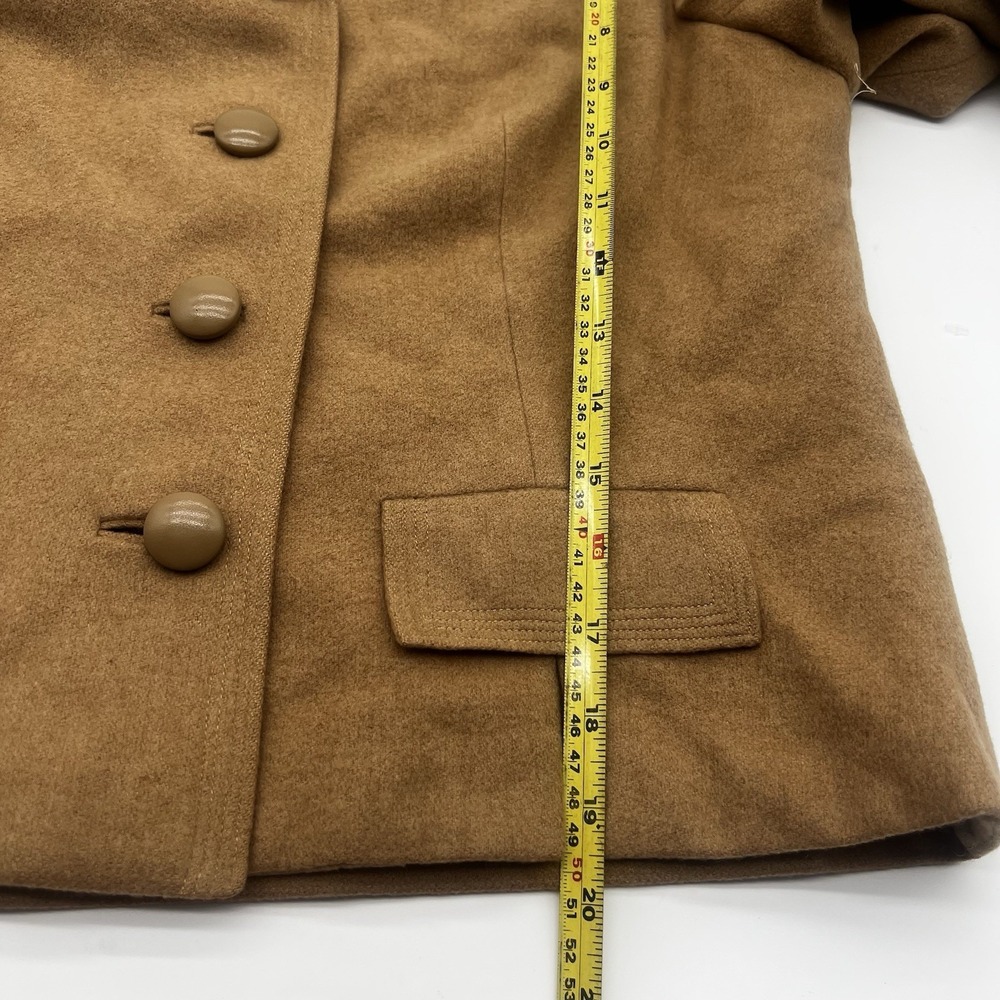 Vintage Saks Fifth Avenue 100% Camel Hair Skirt Suit‎ Tan Cropped Jacket 2pc Set - Picture 15 of 16